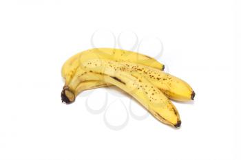Ripe yellow bananas isolated on white background