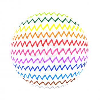 Abstract shape with colorful zigzag lines pattern on white background