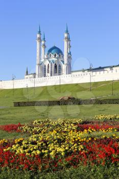 Beautiful view of the Kazan Kremlin with the Kul Sharif mosque, Republic of Tatarstan, Russia