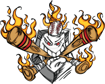 Royalty Free Clipart Image of a Flaming Baseball Logo