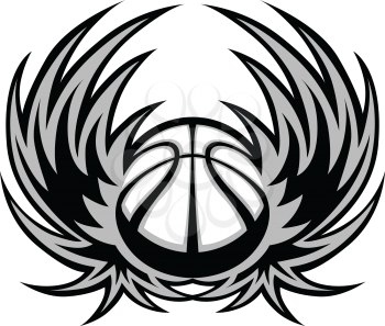 Royalty Free Clipart Image of a Basketball With Wings