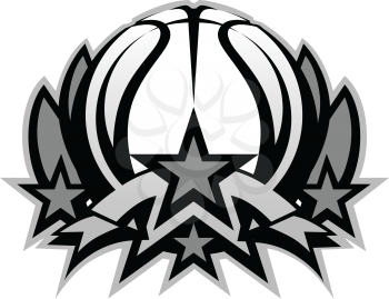 Royalty Free Clipart Image of a Basketball on Wings