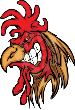 Royalty Free Clipart Image of a Rooster Showing Teeth