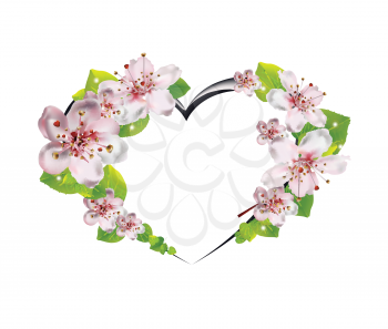 Royalty Free Clipart Image of a Cherry Blossom Heart