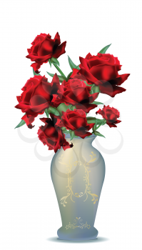 Royalty Free Clipart Image of a Vase of Roses