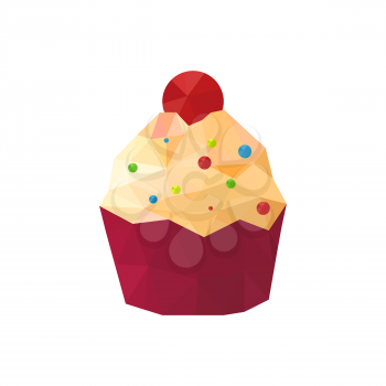 Illustration of origami cupcake with sprinkles