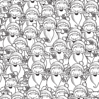 Illustration of seamless pattern with Santa Claus sketch