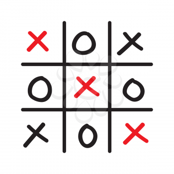 Illustration of hand drawn tic-tac-toe competition isolated on white background