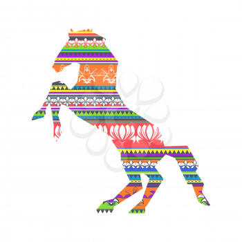 Colorful aboriginal horse pattern isolated on white background
