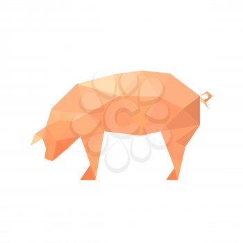 Illustration of polygonal pig isolated on white background