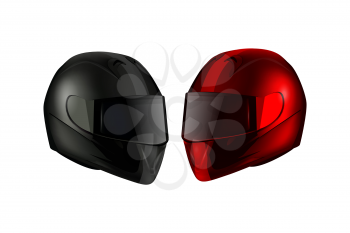Realistic Detailed Motorcycle Helmets isolated on white background