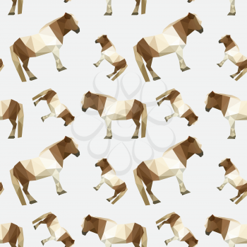 Illustration of modern flat design with seamless, origami horse pattern