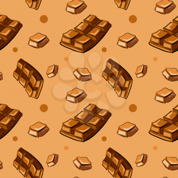 Illustration of seamless pattern with doodle chocolate bar