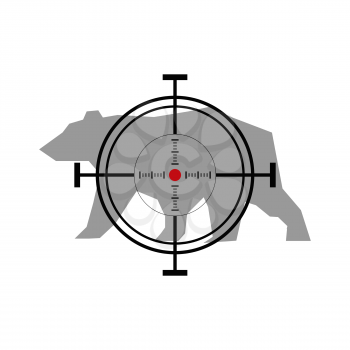 Illustration with bear hunting. Crosshair target.