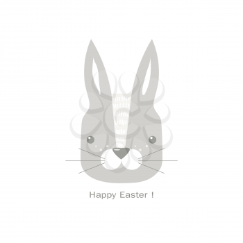 Modern flat design with cute rabbit and Happy Easter text isolated on white background
