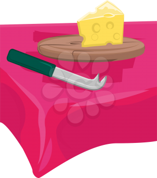 Royalty Free Clipart Image of Cheese on a Cutting Board