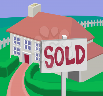 Royalty Free Clipart Image of a Newly Sold House