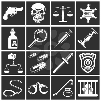 Royalty Free Clipart Image of Design Elements Relating to Law, Order, Police and Crime 