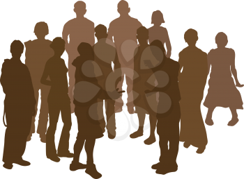 Royalty Free Clipart Image of a Silhouette of Friends