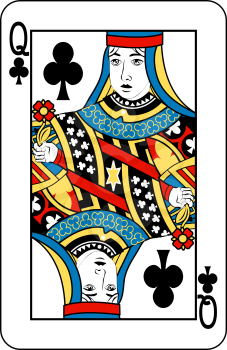 Royalty Free Clipart Image of a Queen of Clubs Playing Card
