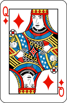 Royalty Free Clipart Image of a Queen of Diamonds Playing Card