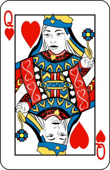 Royalty Free Clipart Image of a Queen of Hearts Playing Card