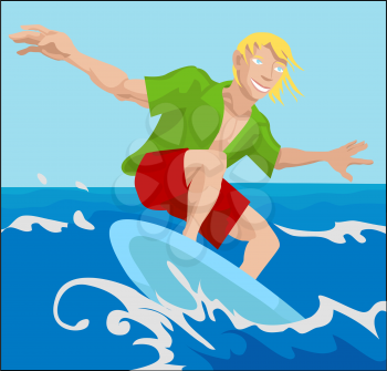 Royalty Free Clipart Image of a Surfer 