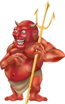 Royalty Free Clipart Image of a Devil With a Trident 
