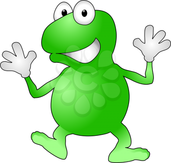 Royalty Free Clipart Image of a Waving Frog