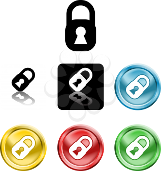 Royalty Free Clipart Image of Icons of a Padlock
