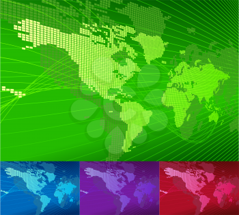 Royalty Free Clipart Image of Colorful World Maps