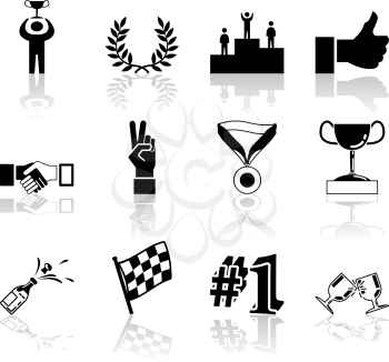 Royalty Free Clipart Image of a Set of Icons Relating to Success