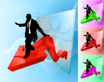 Royalty Free Clipart Image of Businesspeople Climbing to the Top