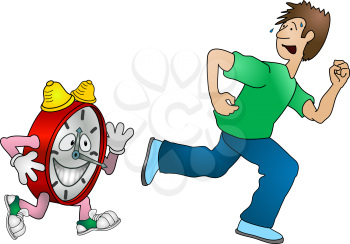 Royalty Free Clipart Image of a Man Running Against Time