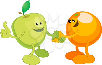 Royalty Free Clipart Image of an Apple and Orange Illustrations