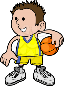 Royalty Free Clipart Image of a Young Boy Holding a Basketball