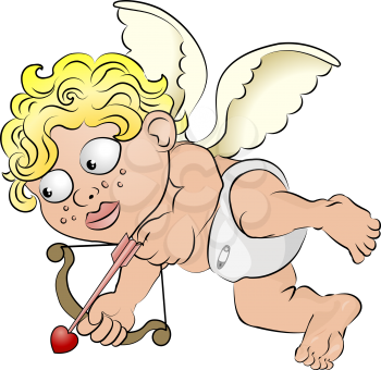 Royalty Free Clipart Image of Cupid With a Love Arrow