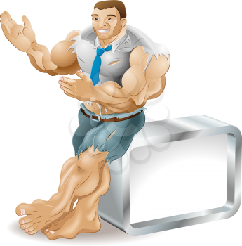 Royalty Free Clipart Image of a Muscular Businessman