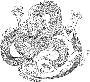 Royalty Free Clipart Image of an Oriental Dragon 
