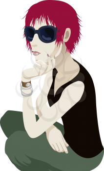 Royalty Free Clipart Image of a Girl Wearing Sunglasses