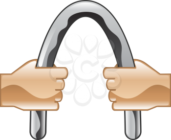Royalty Free Clipart Image of Hands Bending a Bar