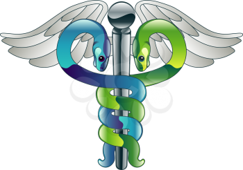 Royalty Free Clipart Image of a Caduceus Medical Symbol