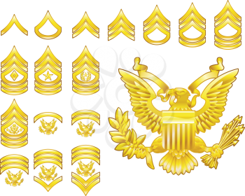 Royalty Free Clipart Image of a Set of Military Army Rank Insignia Icons