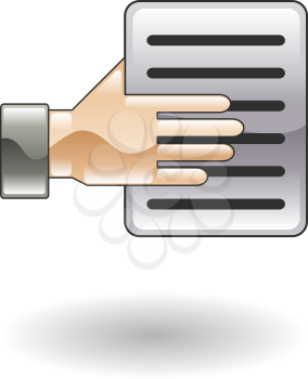 Royalty Free Clipart Image of a Hand Holding a Document