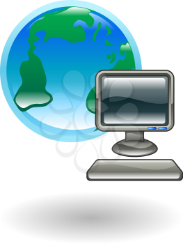 Royalty Free Clipart Image of a Computer and Earth