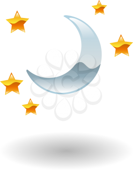 Royalty Free Clipart Image of the Moon and Stars