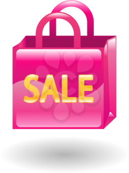 Royalty Free Clipart Image of a Pink Shopping Bag