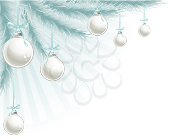 Royalty Free Clipart Image of a Christmas Tree and Ornaments 
