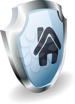 Royalty Free Clipart Image of a House Icon Shield