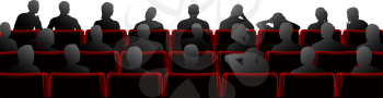 Royalty Free Clipart Image of an Audience Sitting in a Theater Seats